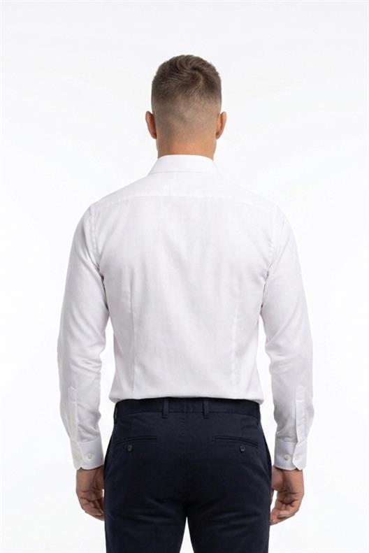 BEYAZ Comfort Fit , Yarım İtalyan Yaka , Düz Klasik Gömlek
