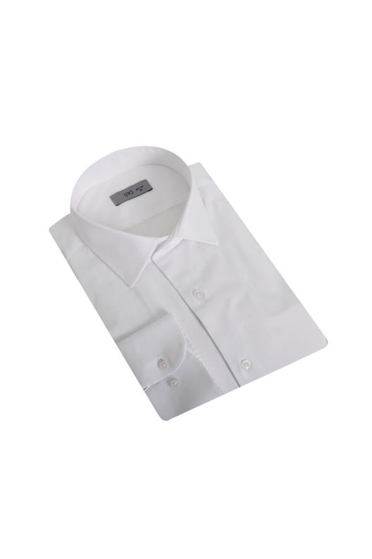 BEYAZ Comfort Fit , Yarım İtalyan Yaka , Düz Klasik Gömlek