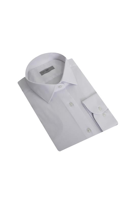 BEYAZ Saten Slim Fit Klasik Gömlek