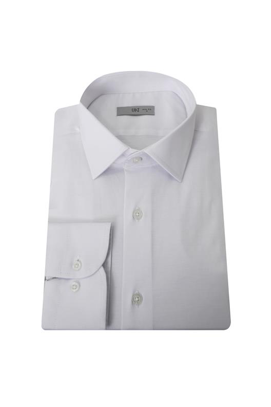 BEYAZ Saten Slim Fit Klasik Gömlek