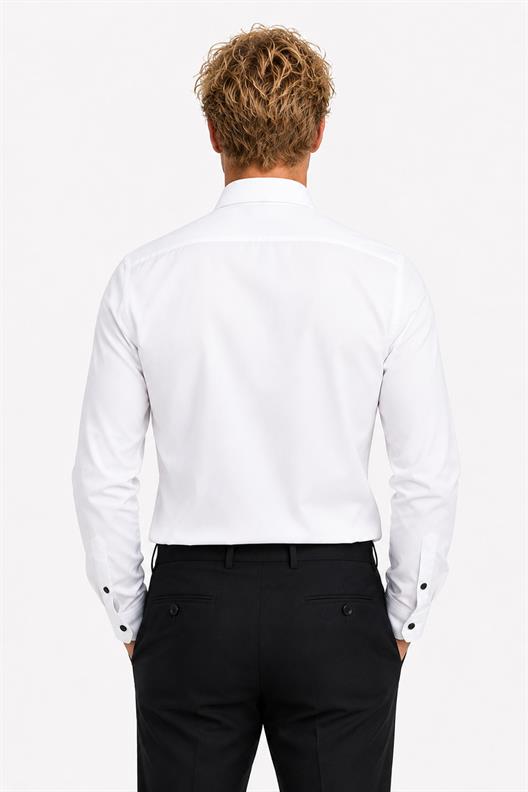 BEYAZ Slim Fit Ata Yaka Smokin Gömlek