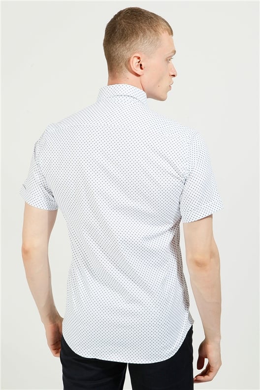 BEYAZ Slim Fit Kısa Kol Gömlek