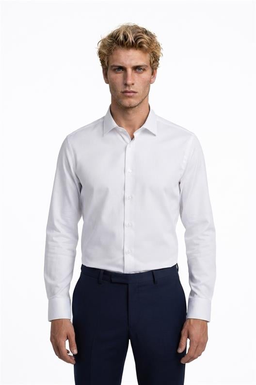 BEYAZ Slim Fit Uzun Kol Gömlek