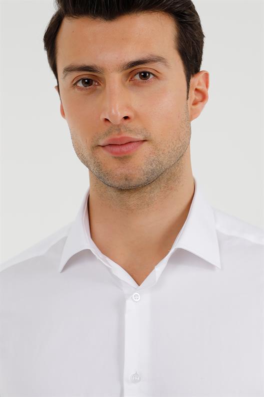BEYAZ Slim Fit Uzun Kol Gömlek