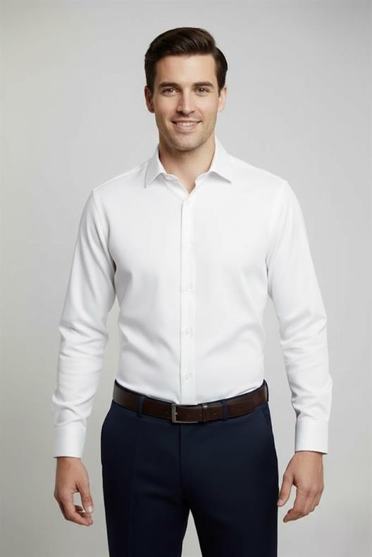 BEYAZ Slim Fit Uzun Kol Gömlek