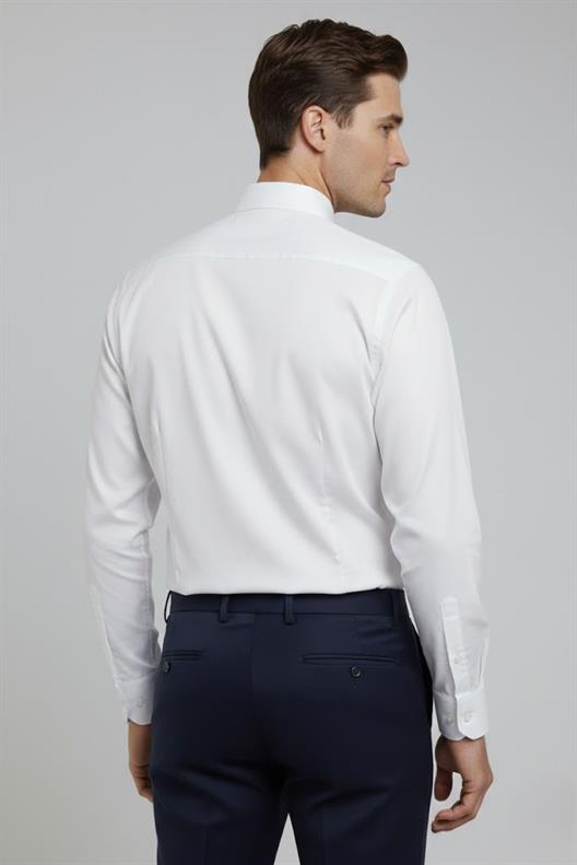 BEYAZ Slim Fit Uzun Kol Gömlek