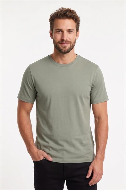 Buz Yeşili Bisiklet Yaka Basic T-Shirt