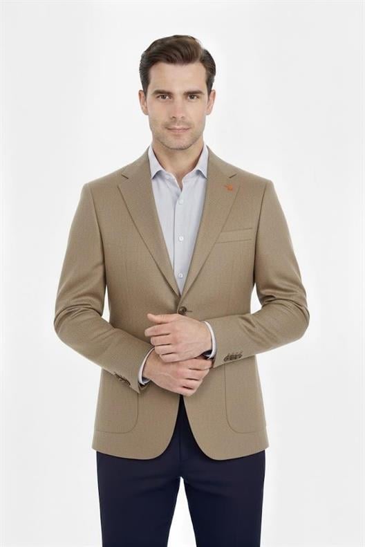 CAMEL Mono Yaka, Torba Cep, Çift Yırtmaç Ceket