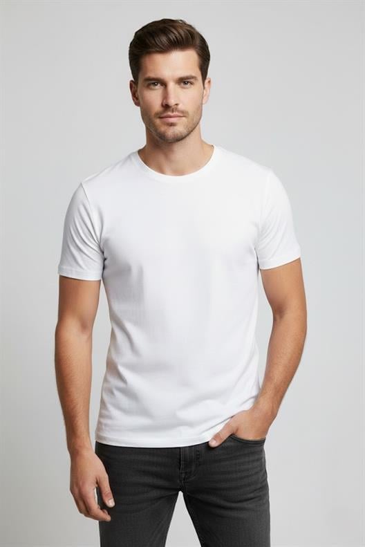 EKRU Comfort Fit Bisiklet Yaka T-Shirt