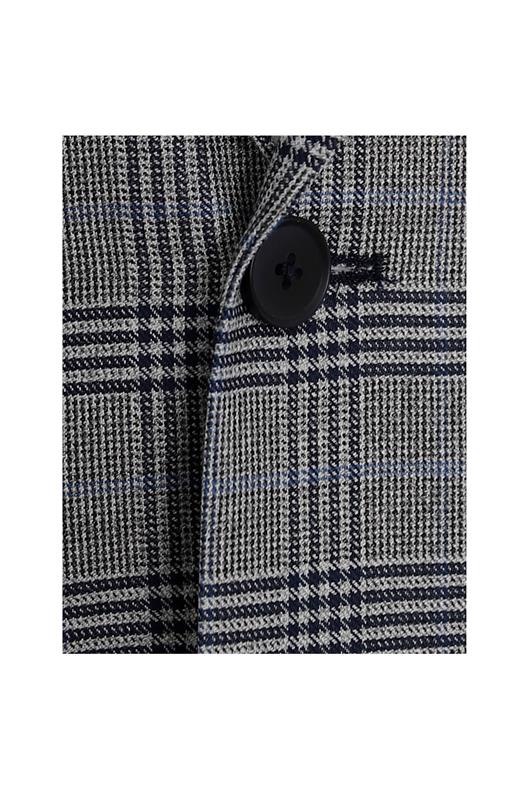 GRİ Comfort Fit 6 Drop Ekose Ceket