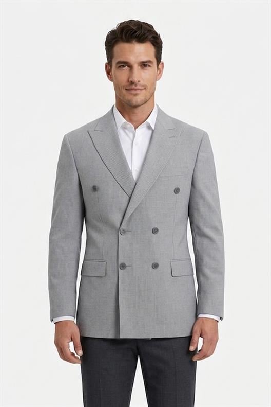 GRİ Comfort Fit 6 Drop Kruvaze Ceket