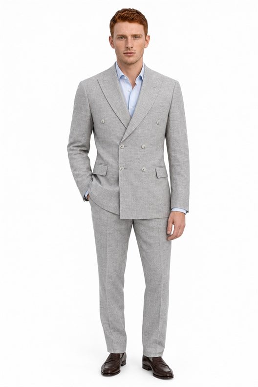 GRİ Comfort Fit 6 Drop Kruvaze Takım Elbise