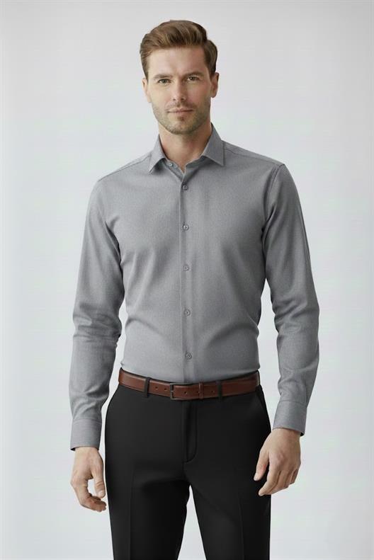 GRİ Comfort Fit Uzun Kol Gömlek