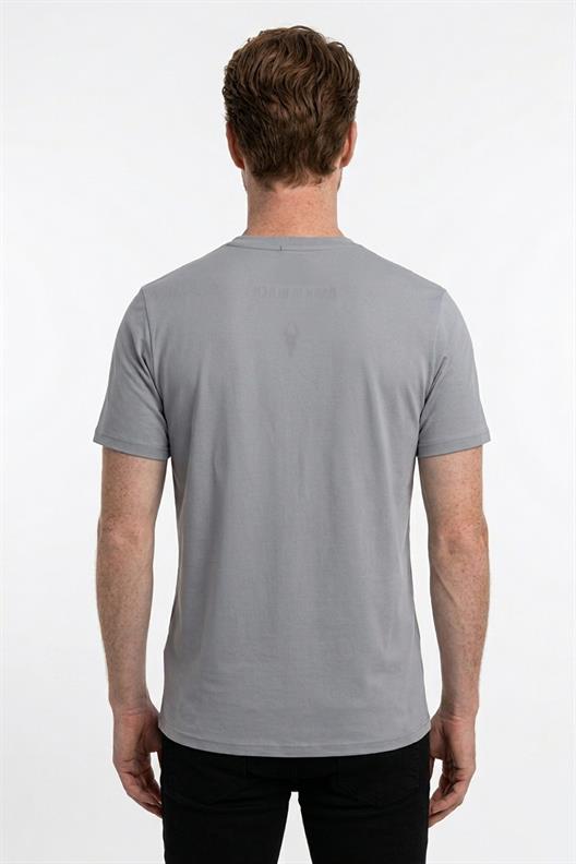 GRİ Dark In Black Modal Bisiklet Yaka T-shirt