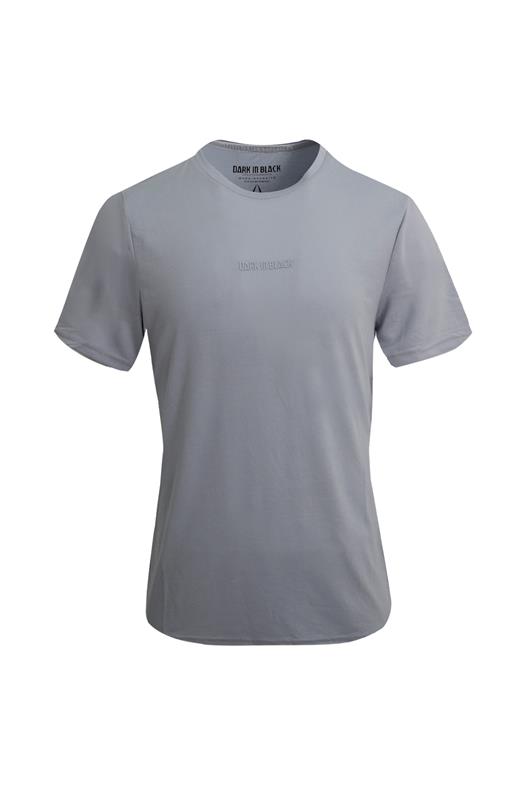 GRİ Dark In Black Modal Bisiklet Yaka T-shirt