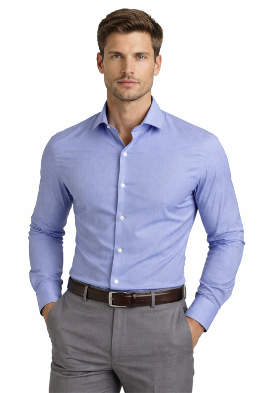 GRİ MAVİ Comfort Fit Uzun Kol Gömlek