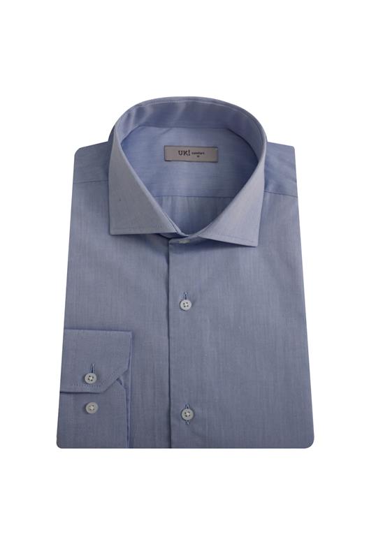 GRİ MAVİ Comfort Fit Uzun Kol Gömlek