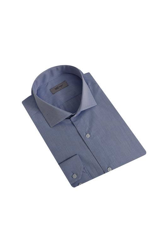 GRİ MAVİ Comfort Fit Uzun Kol Gömlek