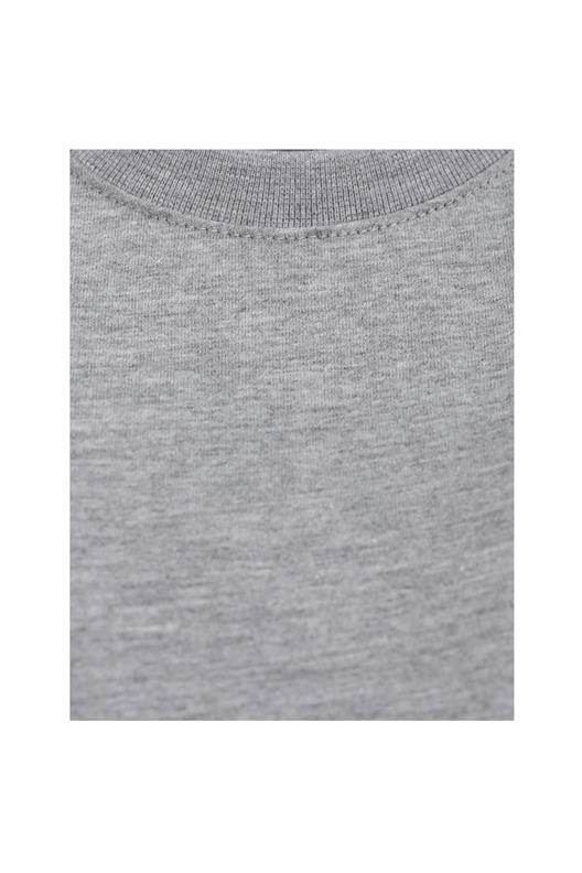 Gri Melanj Bisiklet Yaka Basic T-Shirt