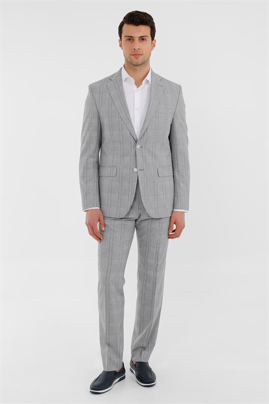 GRİ Mono Yaka Klasik Takım Elbise