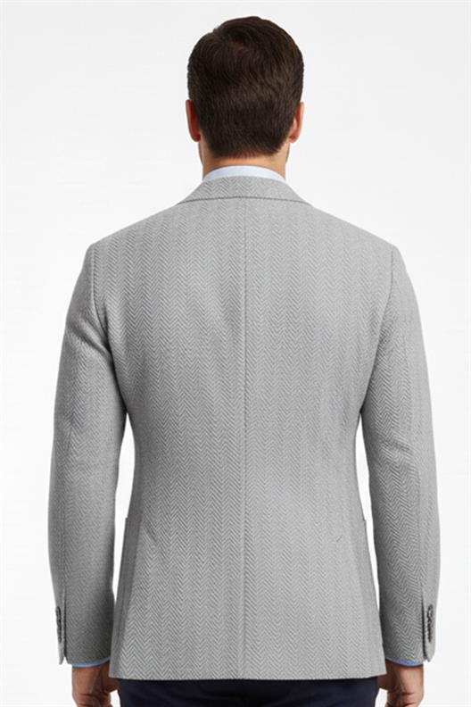 GRİ Mono Yaka, Torba Cep, Çift Yırtmaç Ceket