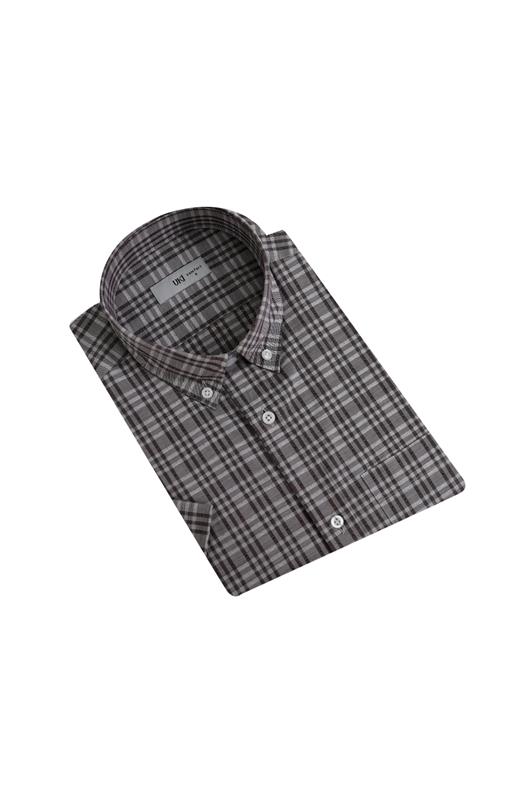 KAHVE Comfort Fit Kısa Kol Ekose Gömlek