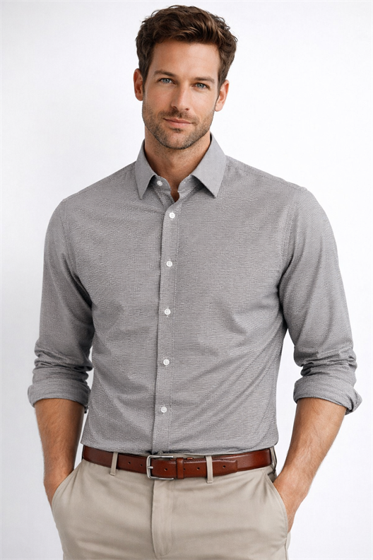 KAHVE Comfort Fit Uzun Kol Gömlek