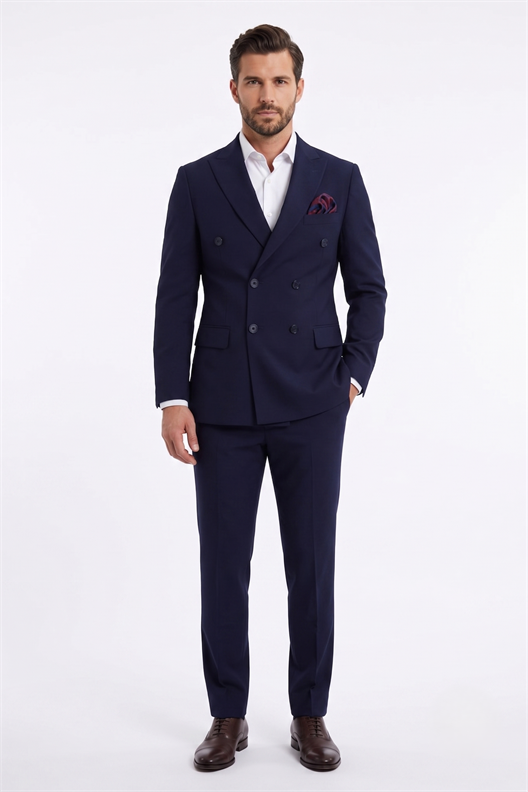 LACİVERT Comfort Fit 6 Drop Kruvaze Takım Elbise