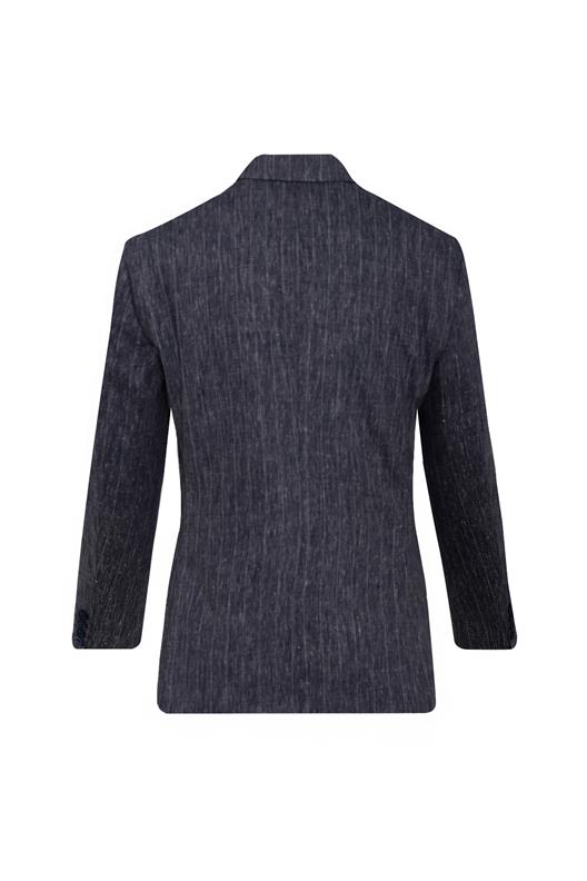 LACİVERT Comfort Fit , Keten , Kruvaze 6 Düğme , Çift Yırtmaçlı, Çizgili Takım Elbise
