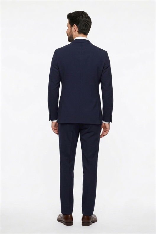 LACİVERT Comfort Fit Mono Yaka 2 Düğme Çift Yırtmaçlı Kapaklı Cep 6 Drop Casual Takım Elbise