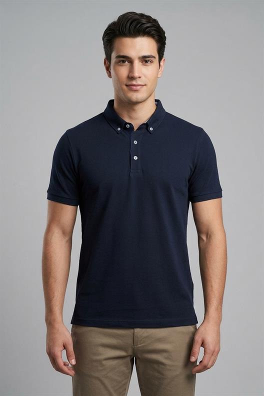 LACİVERT Comfort Fit Polo Yaka Pike T-Shirt