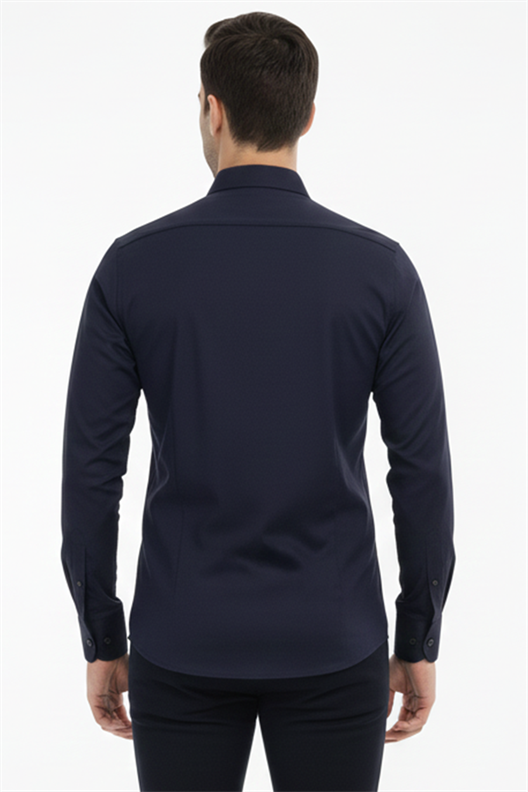LACİVERT Comfort Fit Uzun Kol Gömlek