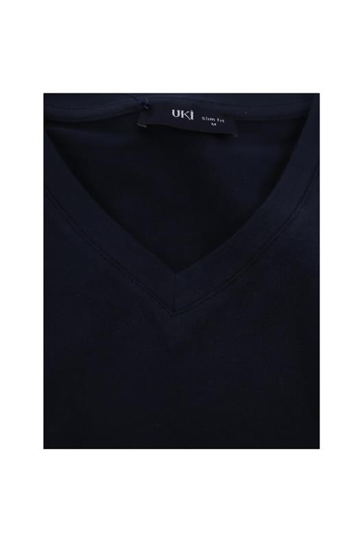 LACİVERT Comfort Fit V Yaka Basic T-Shirt