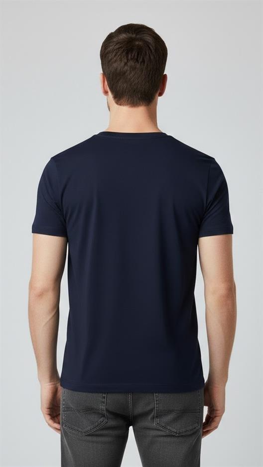 LACİVERT Comfort Fit V Yaka Basic T-Shirt