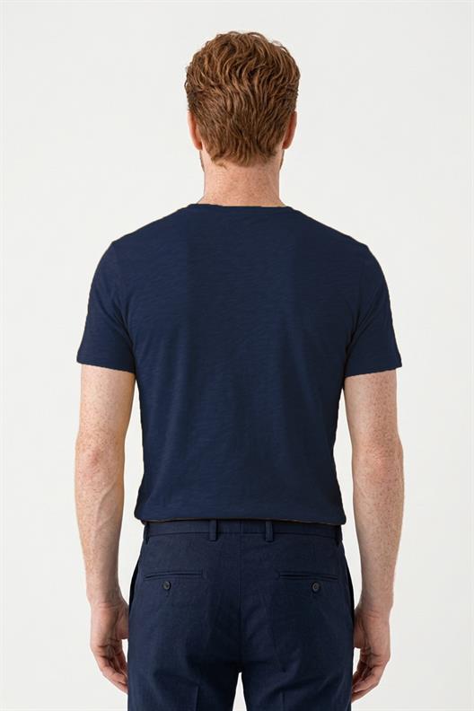 LACİVERT Denim Marker Modal Bisiklet Yaka T-shirt