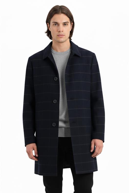 LACİVERT Kaşe Kaban