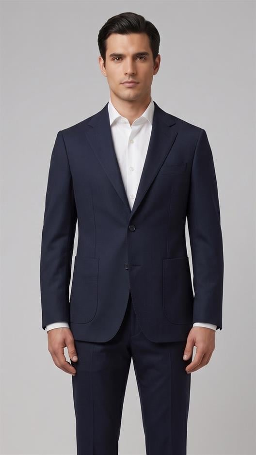 LACİVERT Mono Yaka Klasik Ceket