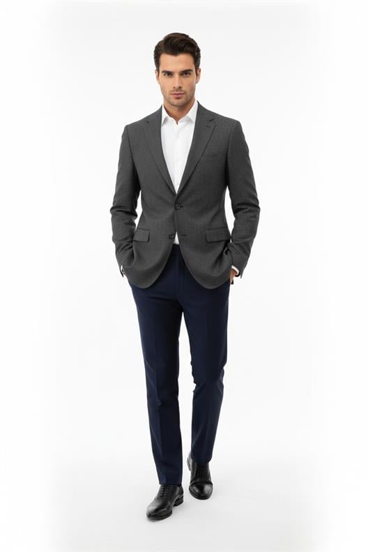 LACİVERT Mono Yaka Klasik Ceket