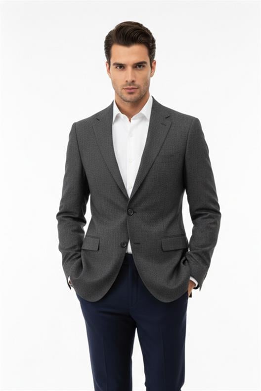 LACİVERT Mono Yaka Klasik Ceket