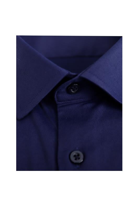 LACİVERT Pamuk Saten Gömlek