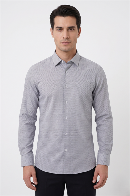 LACİVERT Slim Fit Uzun Kol Gömlek