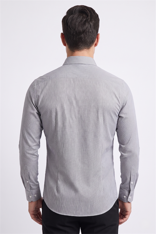 LACİVERT Slim Fit Uzun Kol Gömlek
