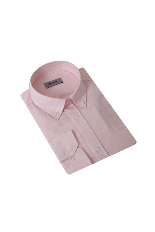 PEMBE Keten , Confort Fit , Uzun Kol , Çizgili Gömlek