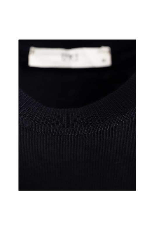 SİYAH Bisiklet Yaka T-Shirt