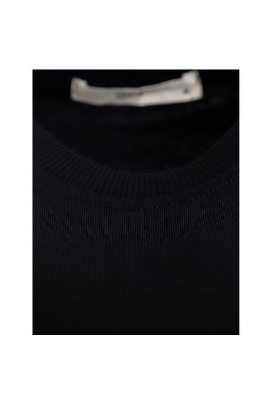 SİYAH Bisiklet Yaka T-Shirt