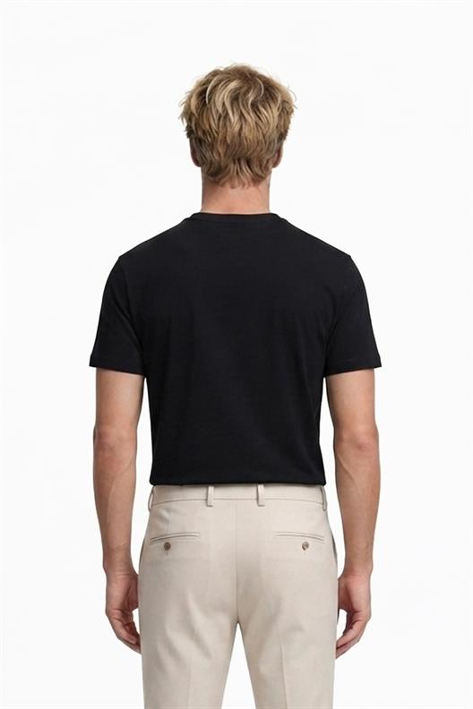 SİYAH Bisiklet Yaka T-Shirt