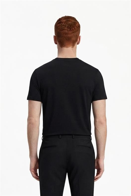 SİYAH Bisiklet Yaka T-Shirt