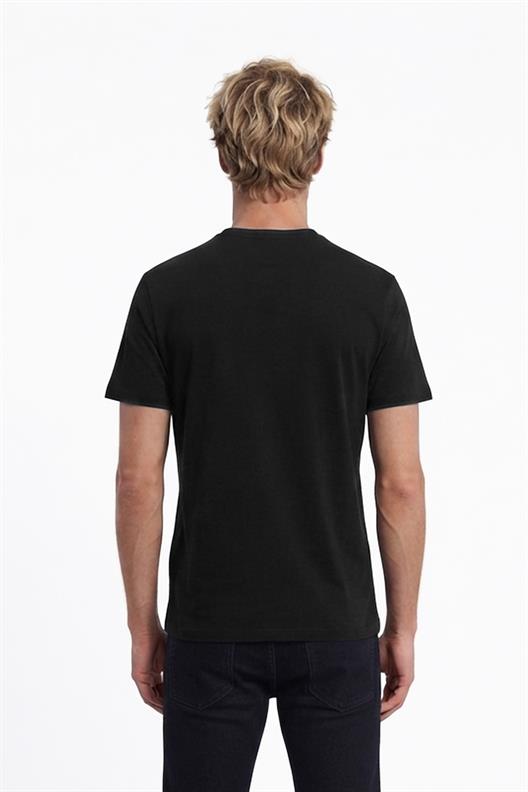 SİYAH Comfort Fit Bisiklet Yaka Basic T-Shirt