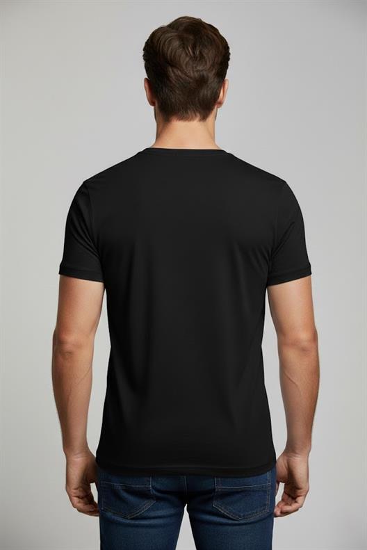 SİYAH Comfort Fit Bisiklet Yaka Basic T-Shirt