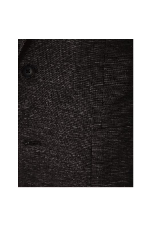 SİYAH Comfort Fit Casual Keten Ceket